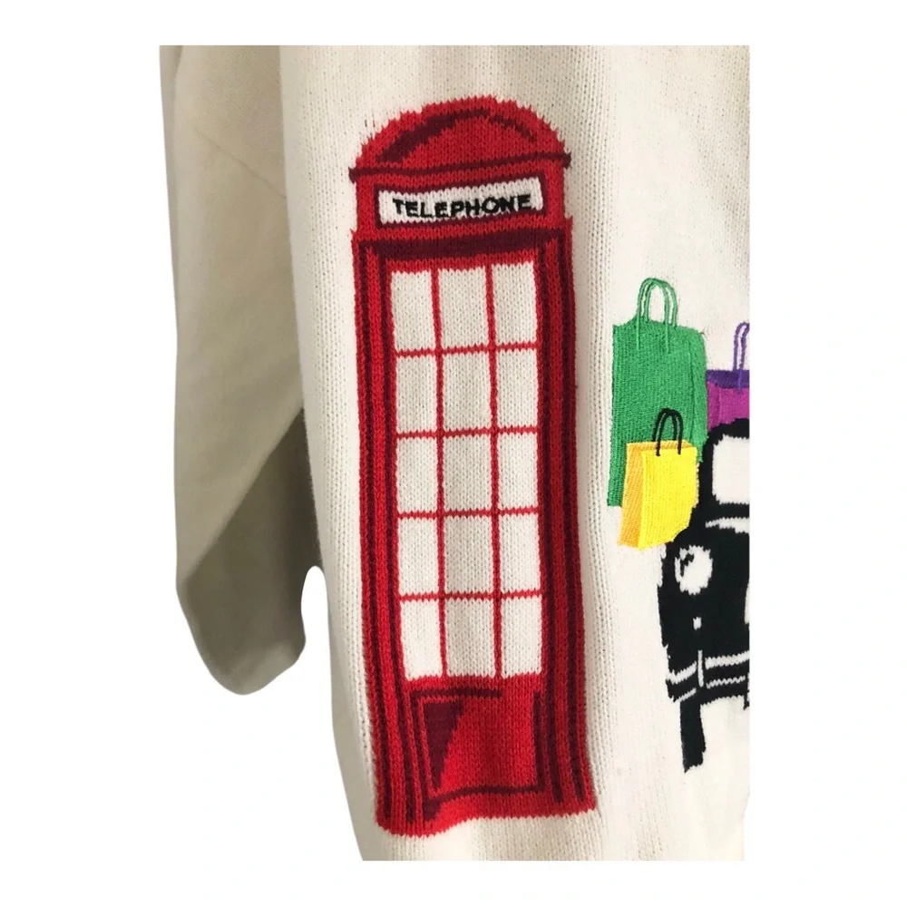 Offwhite London cityscape London Taxi Big Ben Red phone‎ booth printed sweater